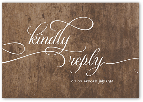 Classic Calligraphy Wedding Response Card, Brown, Matte, Pearl Shimmer Cardstock, Square