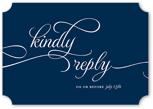 Classic Calligraphy Wedding Response Card, Blue, Signature Smooth Cardstock, Ticket
