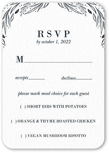 Simple Floral Frame Wedding Response Card, White, 100% Recycled Cardstock ?, Rounded