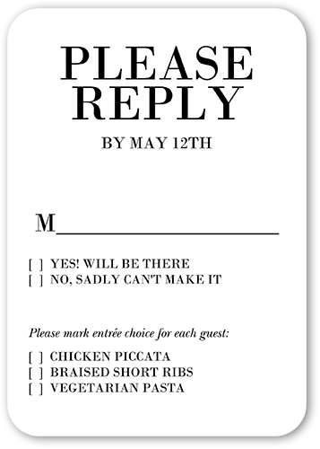 Quiet Frame Wedding Response Card, White, Matte, Signature Smooth Cardstock, Rounded, White