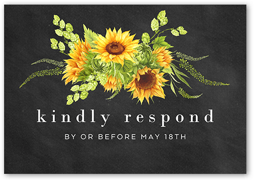 Bright Sunflower Wedding Response Card, Grey, Matte, Pearl Shimmer Cardstock, Square