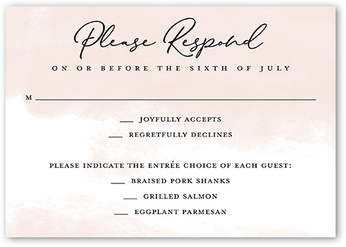Watercolor Expression Wedding Response Card, Pink, Matte, Signature Smooth Cardstock, Square