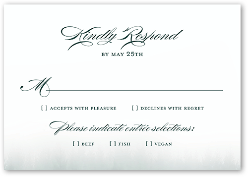 Mountain Mist Wedding Response Card, Green, Matte, Pearl Shimmer Cardstock, Square