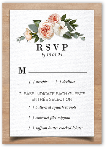 Bohemian Flowers Wedding Response Card, Beige, Matte, Pearl Shimmer Cardstock, Square, Beige