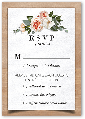 Bohemian Flowers Wedding Response Card, Beige, Matte, Signature Smooth Cardstock, Square