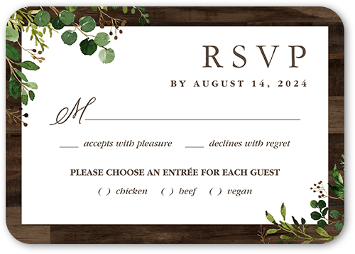 Barn Door Wedding Response Card, Brown, 100% Recycled Cardstock , Rounded