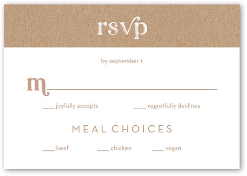 Classically Textured Wedding Response Card, Brown, Matte, Standard Smooth Cardstock, Square