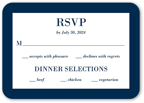 Purely Classic Wedding Response Card, Blue, Pearl Shimmer Cardstock, Rounded