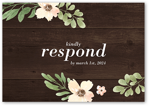 Old Fashioned Floral Wedding Response Card, Brown, Matte, Standard Smooth Cardstock, Square