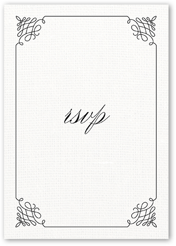 Fancy Linen Wedding Response Card, White, Matte, Standard Smooth Cardstock, Square
