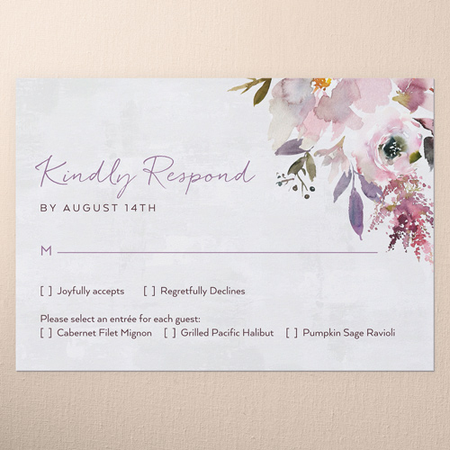 Painted Promise Wedding Response Card, Purple, Matte, Signature Smooth Cardstock, Square