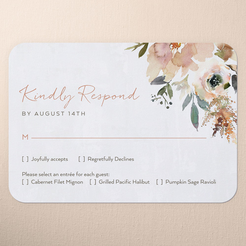 Painted Promise Wedding Response Card, Beige, Pearl Shimmer Cardstock, Rounded