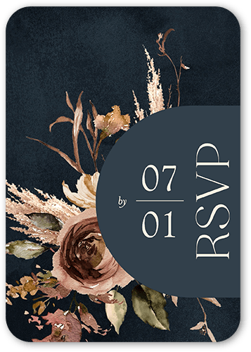Harvest Bouquet Wedding Response Card, Grey, Pearl Shimmer Cardstock, Rounded