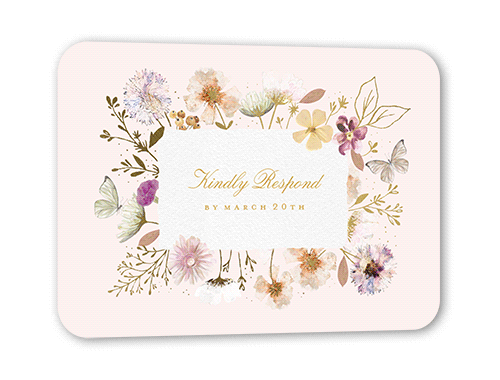 Fairy Tale Wedding Wedding Response Card, Pink, Gold Foil, Pearl Shimmer Cardstock, Rounded