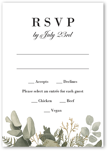 Emerging Floral Wedding Response Card, Grey, Matte, Signature Smooth Cardstock, Square