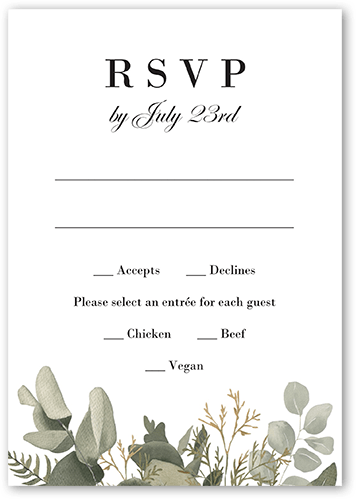 Emerging Floral Wedding Response Card, Grey, Matte, Pearl Shimmer Cardstock, Square