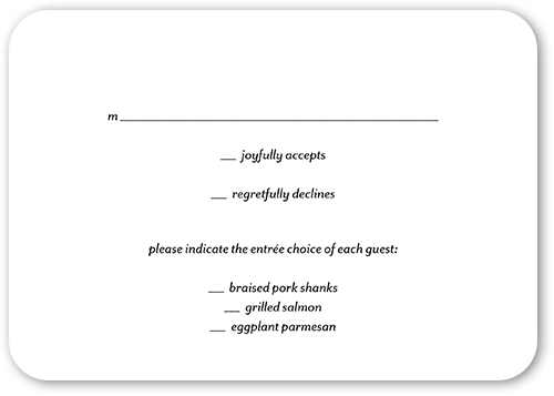 Hush Hush Wedding Response Card, White, Matte, Signature Smooth Cardstock, Rounded, White