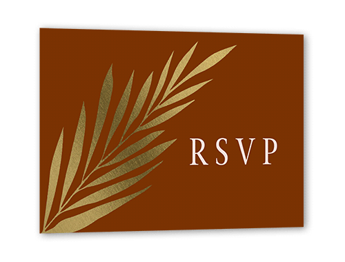 Brilliant Pampas Wedding Response Card, Brown, Gold Foil, Matte, Signature Smooth Cardstock, Square, Chestnut