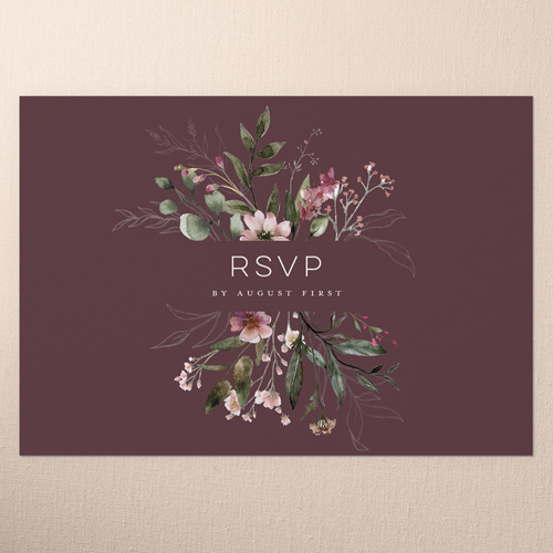 Delicate Perennials Wedding Response Card, Purple, Matte, 100% Recycled Cardstock , Square