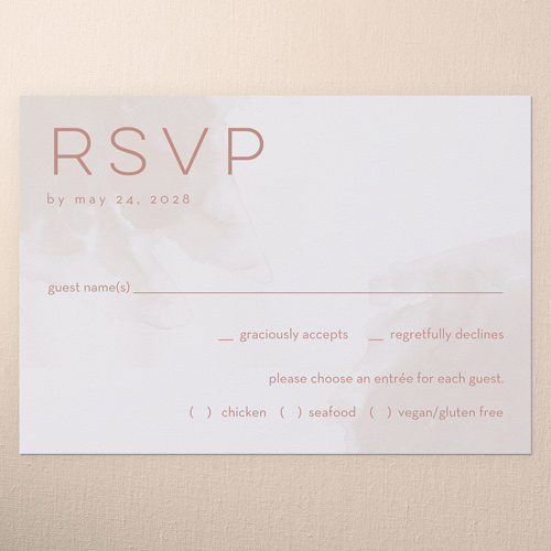 Light Wisps Wedding Response Card, Beige, Matte, 100% Recycled Cardstock , Square, Adobe Blush