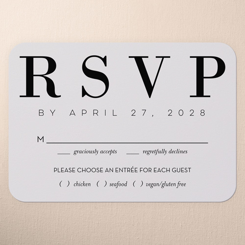 Big Letters Wedding Response Card, Grey, Standard Smooth Cardstock, Rounded