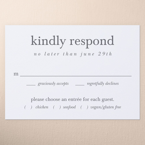 Sweet Leaf Wedding Response Card, Grey, Matte, Signature Smooth Cardstock, Square, Steel