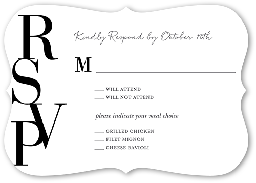 Stacked Standout Wedding Response Card, White, Signature Smooth Cardstock, Bracket