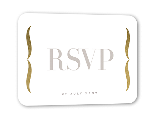 Alluring Ampersand Wedding Response Card, White, Gold Foil, Signature Smooth Cardstock, Rounded