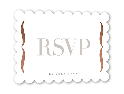 Alluring Ampersand Wedding Response Card, Rose Gold Foil, White, Signature Smooth Cardstock, Scallop