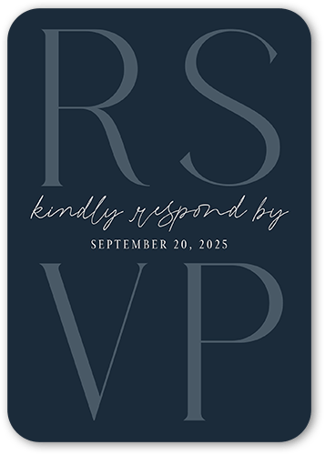 One Love Wedding Response Card, Blue, 100% Recycled Cardstock , Rounded, Navy