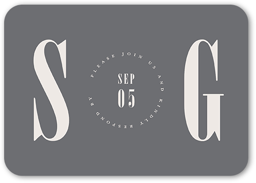 Pleasant Pair Wedding Response Card, Gray, Pearl Shimmer Cardstock, Rounded, Gray