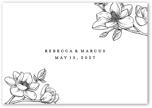 Marvelous Magnolia Wedding Response Card, White, Matte, Signature Smooth Cardstock, Square