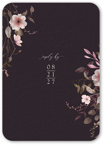 Blissful Bloom Wedding Response Card, Pink, Matte, Signature Smooth Cardstock, Rounded