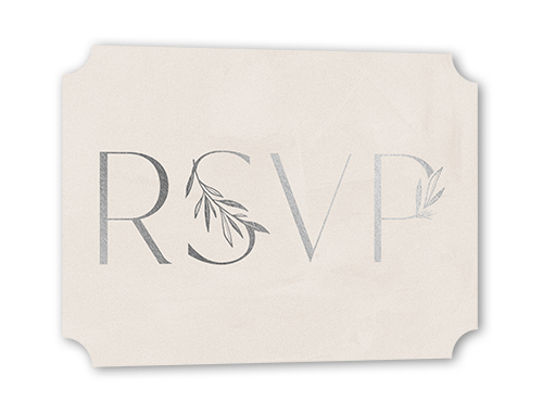 Splendid Spruce Wedding Response Card, Silver Foil, Beige, Signature Smooth Cardstock, Ticket