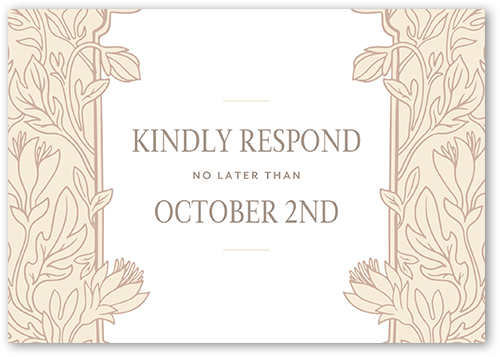 Newlywed Nouveau Wedding Response Card, White, Matte, Pearl Shimmer Cardstock, Square, Almond