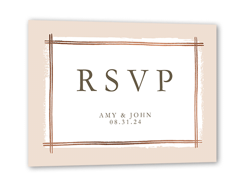 Glistening Gathering Wedding Response Card, Rose Gold Foil, Pink, Matte, Pearl Shimmer Cardstock, Square