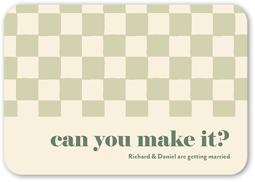 Checkerboard Chapel Wedding Response Card, Green, Matte, Signature Smooth Cardstock, Rounded, Sage