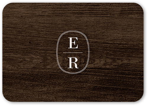 Majestic Monogram Wedding Response Card, Brown, Matte, Signature Smooth Cardstock, Rounded, Wood