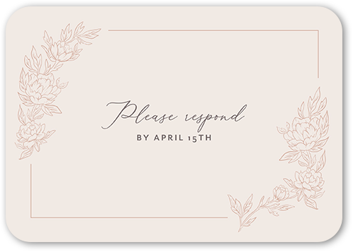 Floral Curve Wedding Response Card, Rounded Corners