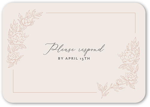 Floral Curve Wedding Response Card, Pink, 100% Recycled Cardstock , Rounded