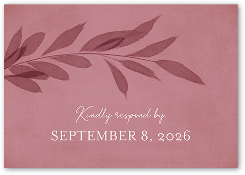 Pressed Leaves Wedding Response Card, Pink, Matte, Pearl Shimmer Cardstock, Square