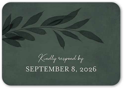 Pressed Leaves Wedding Response Card, Green, Matte, Signature Smooth Cardstock, Rounded, Green