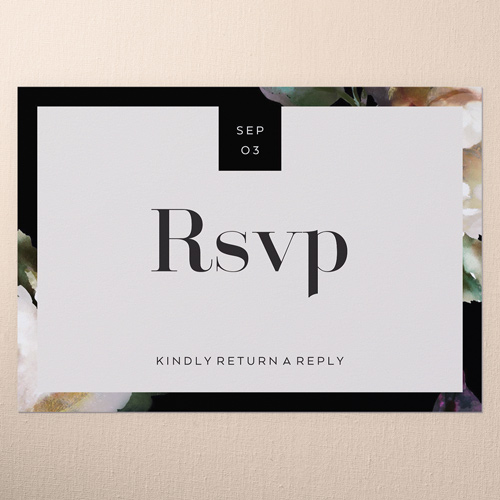 Forged Blooms Wedding Response Card, White, Matte, 100% Recycled Cardstock , Square, Almond