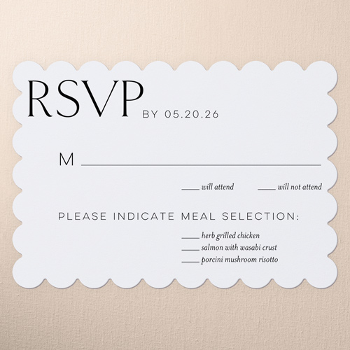 Simple Chic Wedding Response Card, White, Signature Smooth Cardstock, Scallop