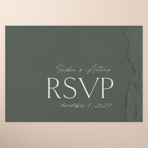 Torn Textures Wedding Response Card, Green, Matte, 100% Recycled Cardstock ?, Square