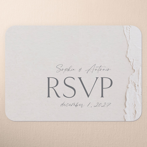 Torn Textures Wedding Response Card, Beige, Matte, Signature Smooth Cardstock, Rounded