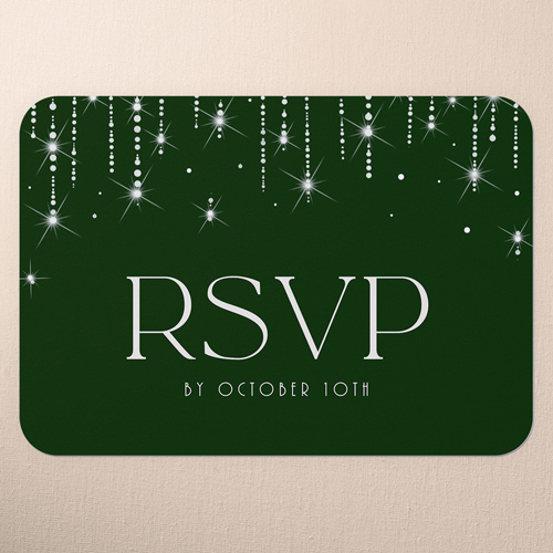 Adorned Glimmer Wedding Response Card, Green, Matte, Signature Smooth Cardstock, Rounded