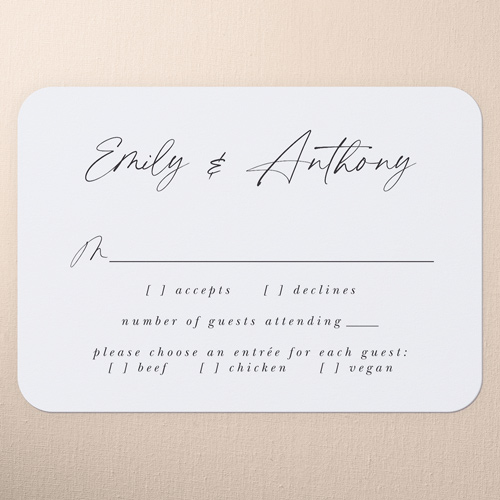 Joining In Joy Wedding Response Card, Grey, Write Your Own Greeting, Matte, Signature Smooth Cardstock, Rounded, Burnt Ash