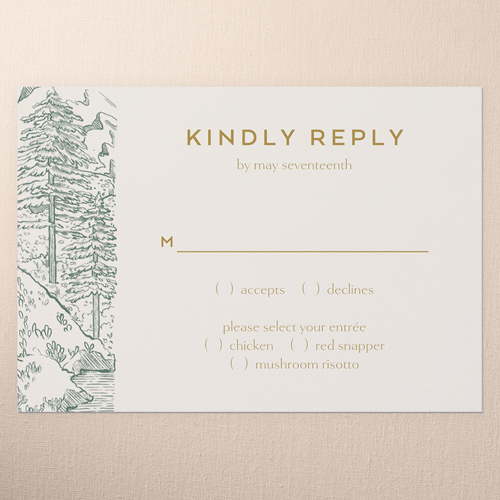Alpine Affection Wedding Response Card, Green, Write Your Own Greeting, Matte, Pearl Shimmer Cardstock, Square, Leafy