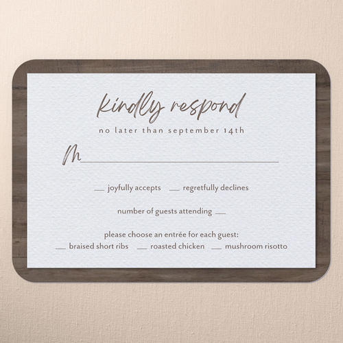 Laurel Accent Wedding Response Card, Brown, Write Your Own Greeting, Matte, Signature Smooth Cardstock, Rounded